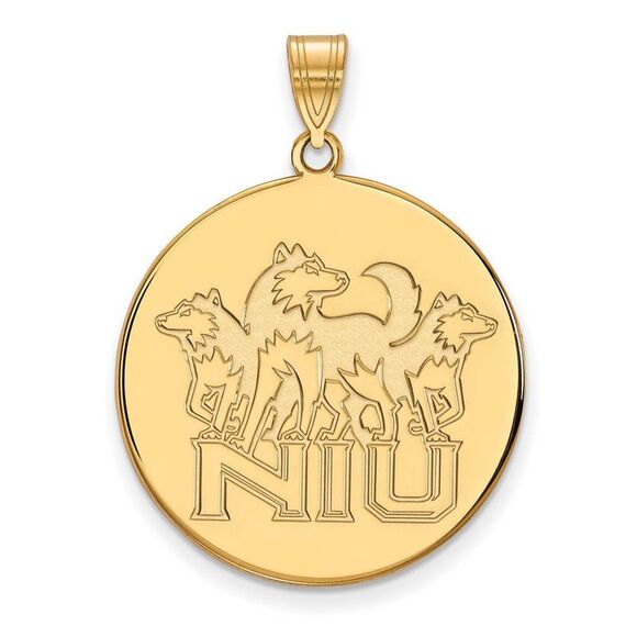 14k Gold Plated Silver Northern Illinois U. XL Disc Pendant